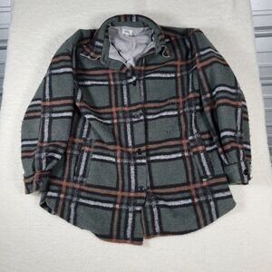 BKE Plaid Shacket Womens Size S Green Rust Black Button Front Lined A058